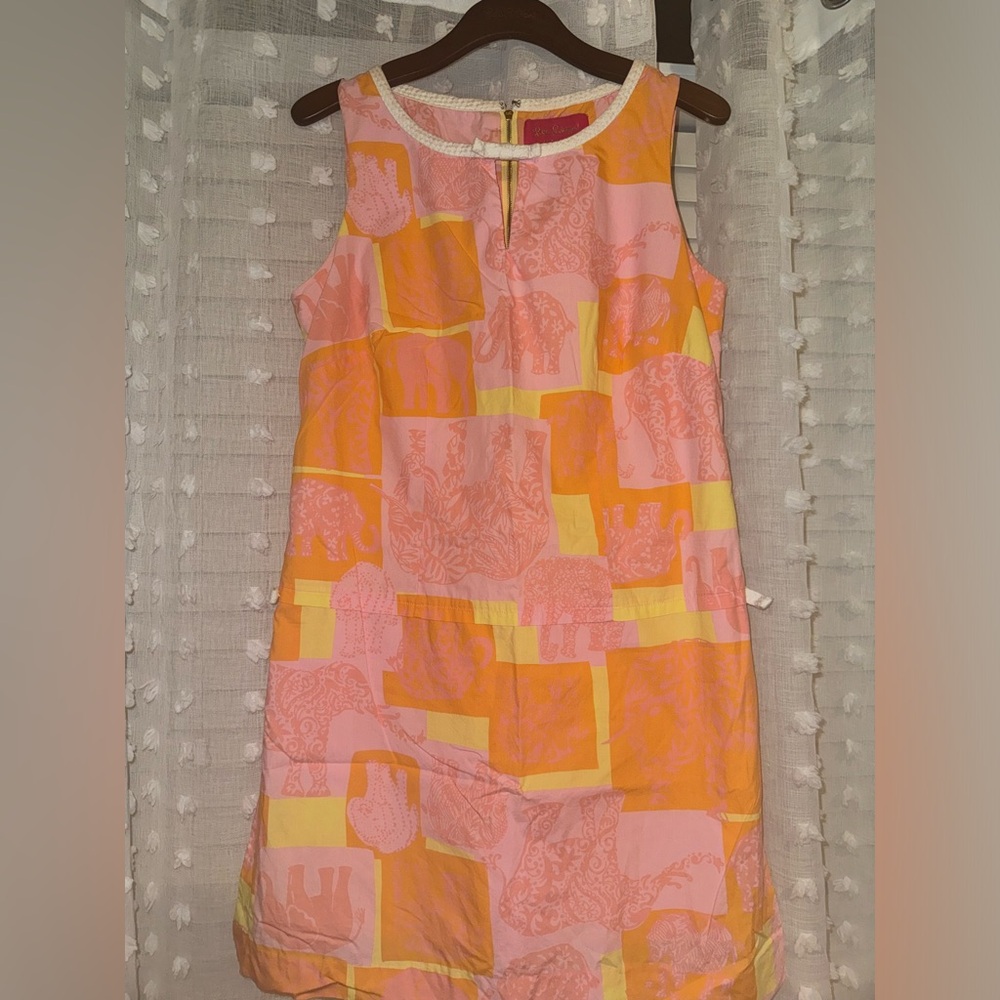 Lilly Pulitzer Jubilee Pink Orange Elephant Print Romper Size 10